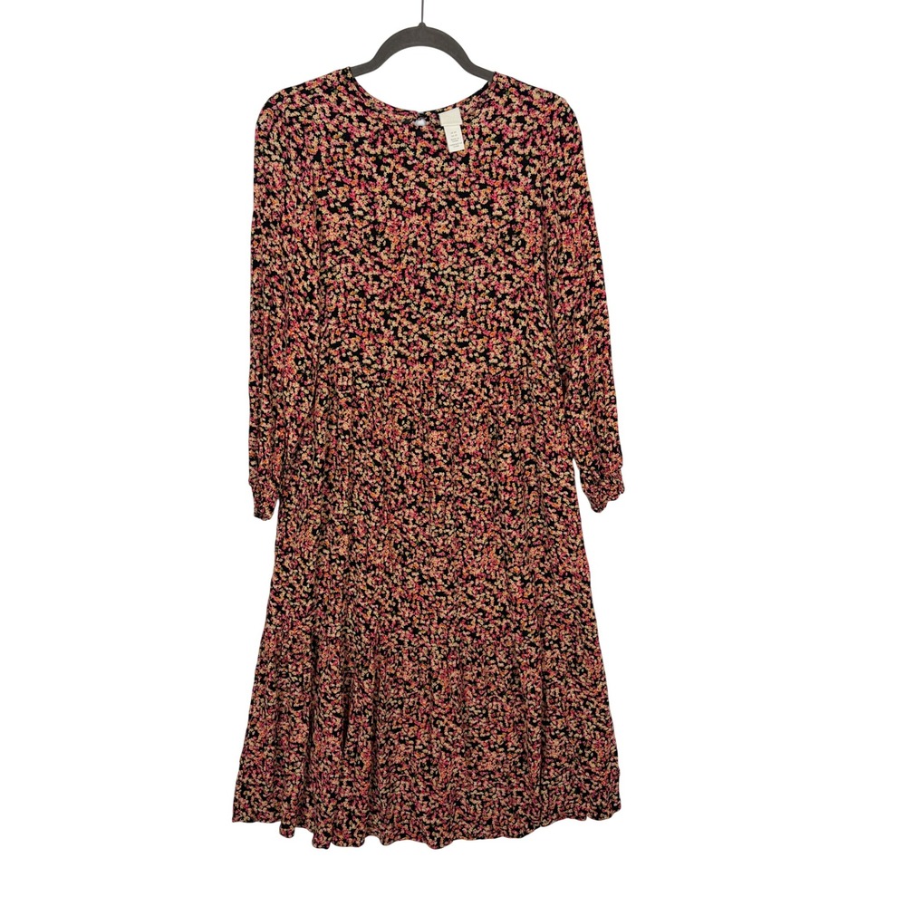 H&M Long Sleeve Floral Midi Dress Size XS